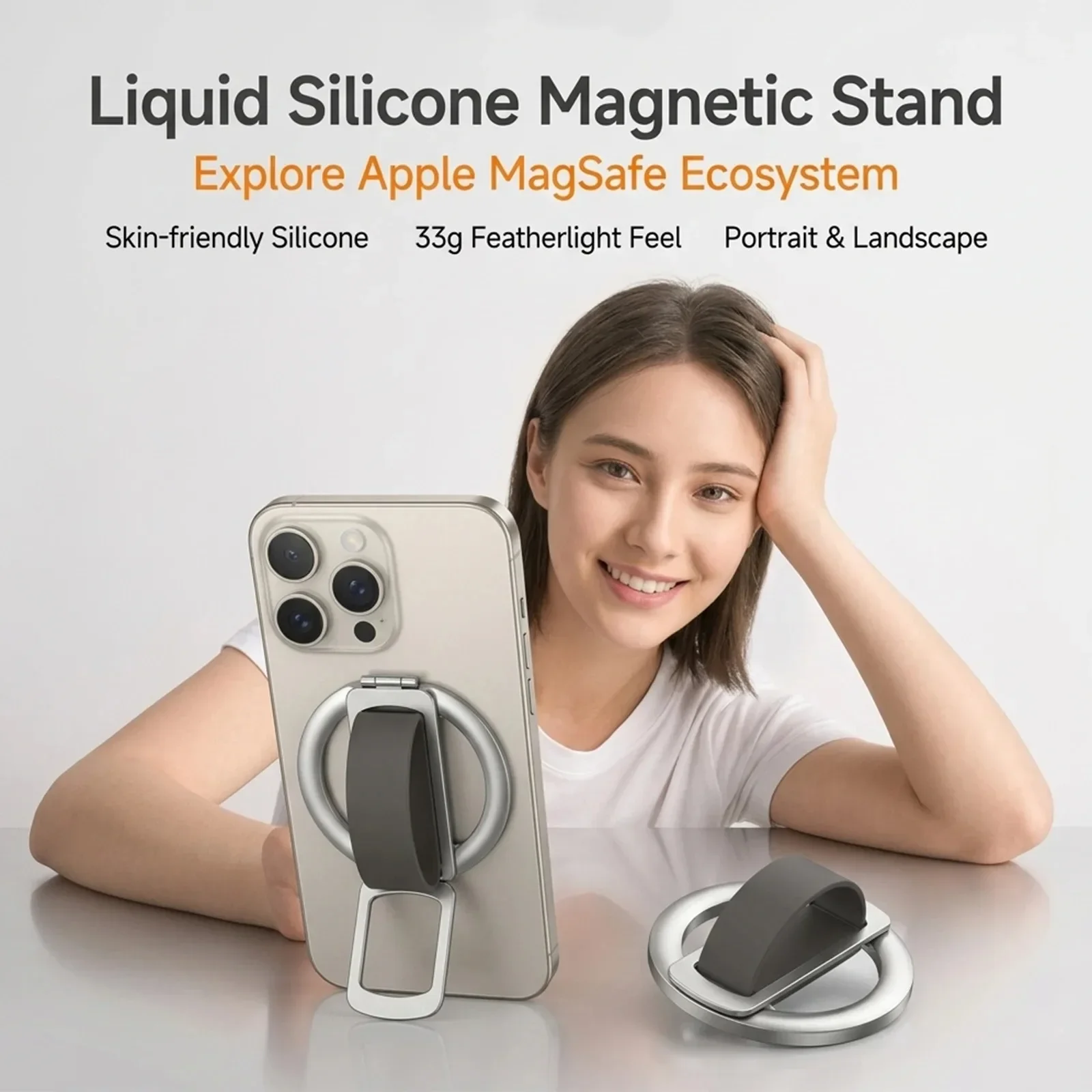 Silikon Magnetischer Faltbarer Handy-Fingergriff 360 ° Drehbarer Universal-Handyringhalter für MagSafe iPhone 17 Xiaomi Mobiltelefon – Detail 2