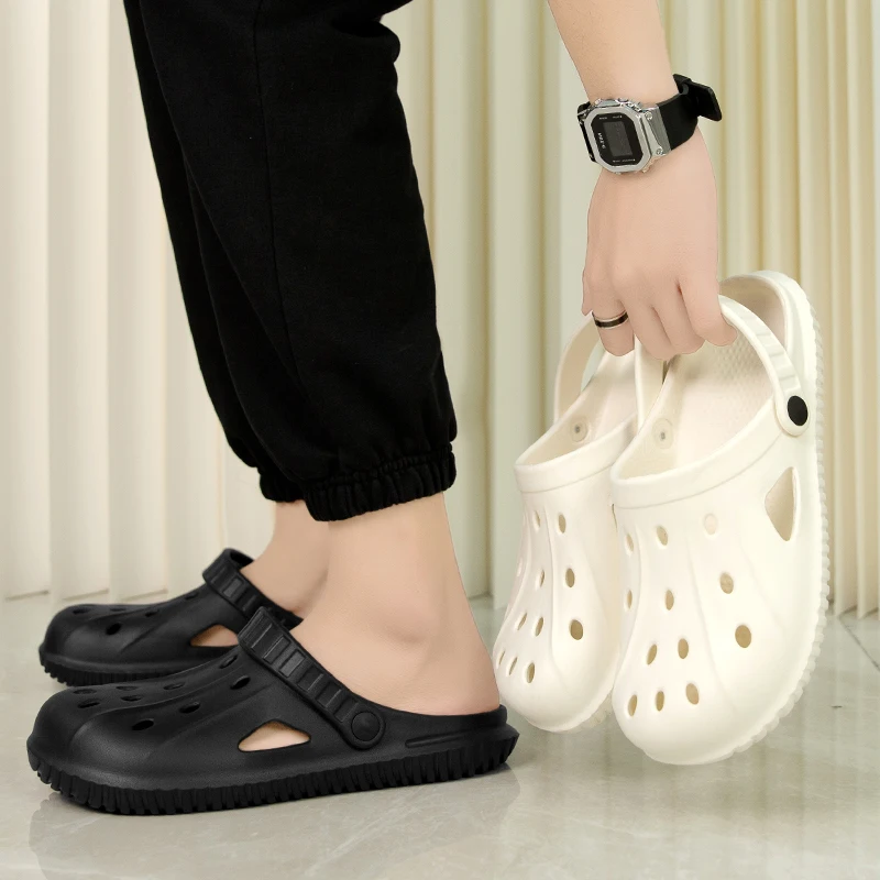 

Летняя мужская обувь 2024, легкие домашние однотонные сандалии, нескользящие дышащие мужские пляжные тапочки, модная удобная обувь для отдыха