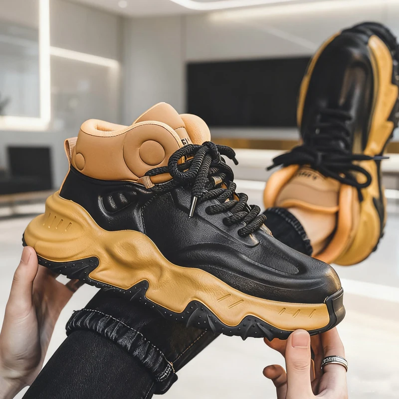 

Designer Men Shoes Spring Autumn Comfortable Men's Thick Platform Sneakers Fashion Casual Thick Sole Shoes Sports Trainers Tenis