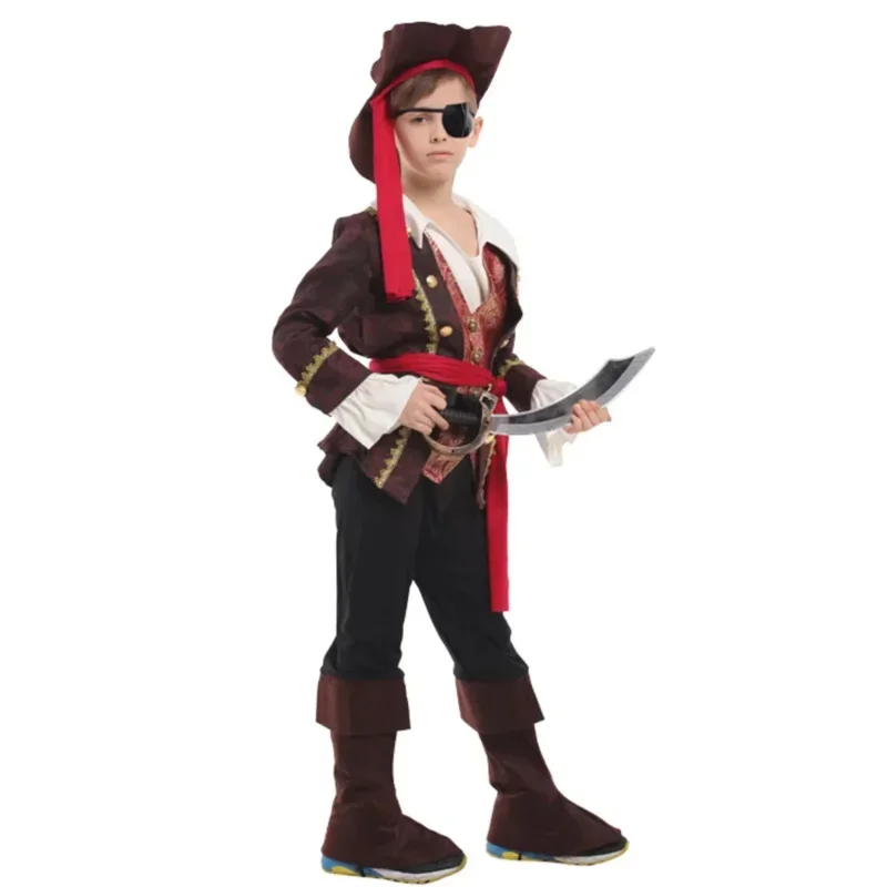 Disfraz de pirata de capitán Jack Sparrow, disfraz de halloween para niños, disfraces de Carnaval para niños * 8 * Q