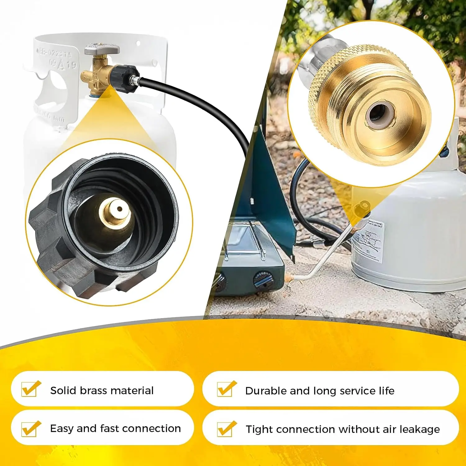 1pc 6FT Propane Adapter Hose with Stove Pressure Regulator 1lb To 20lb Converter Hose for Propane Tank Connection