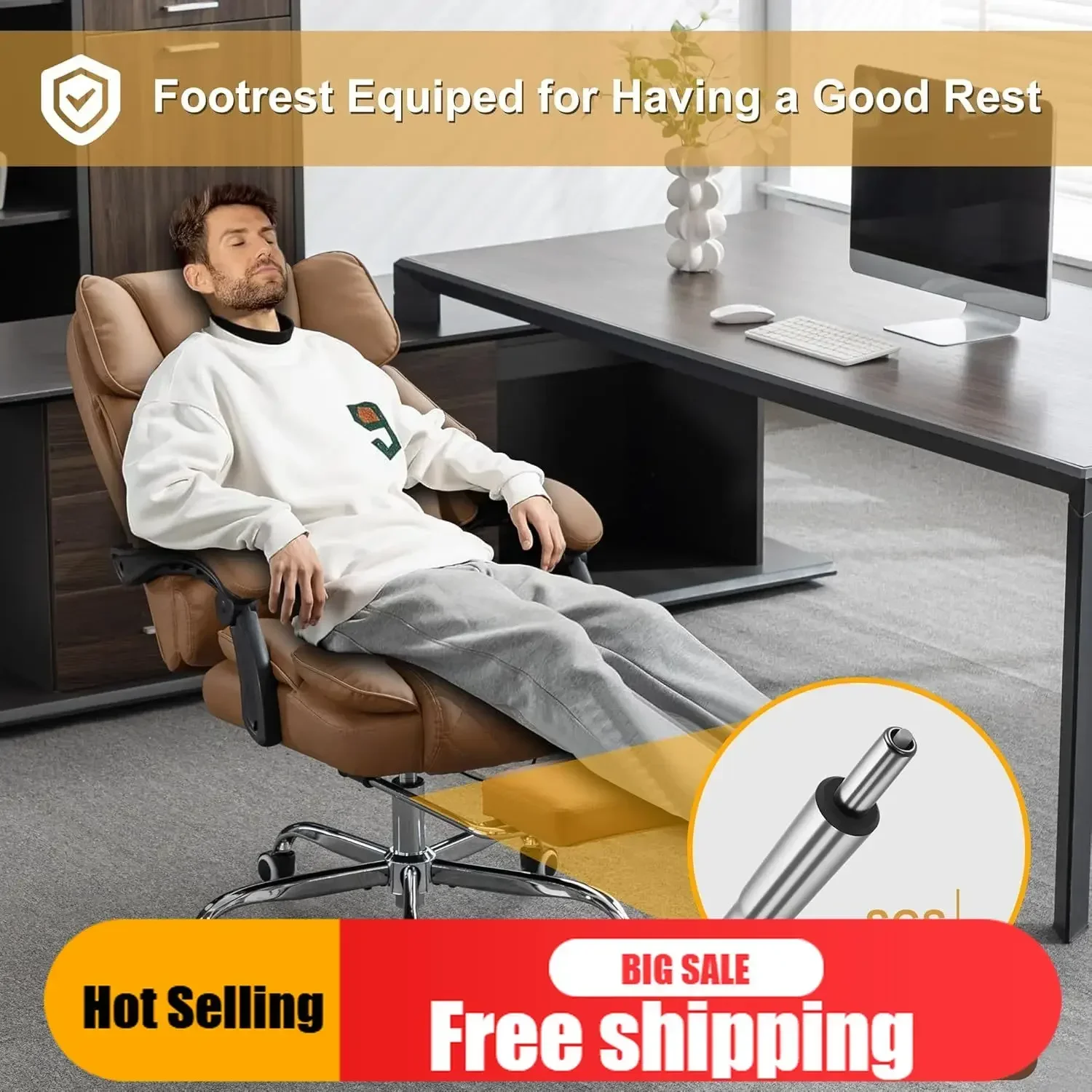 

Hot-sellingTOP-notch Kneading Massage Executive Office Chair with Heated,90-135° Reclining with Footrest,Ergonomic Desk Chair,Di