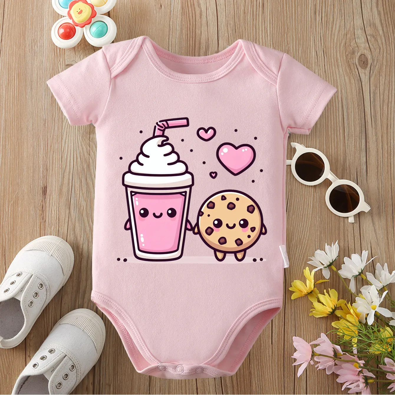 Pure Cotton Best Partner Cookie Biscuits Print Bodysuit Comfortable Onesie Cloths for Baby Jumpsuit for 0 To 12 Months Newborn