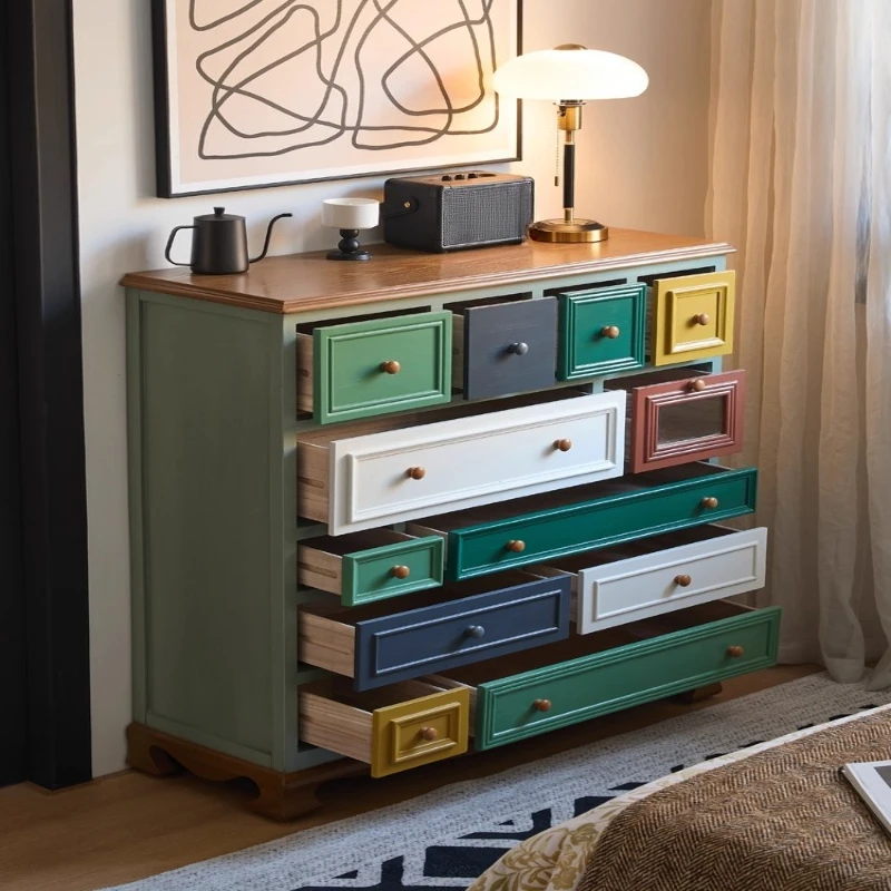 

chest of drawers, solid wood bedroom storage cabinets, simple living room decoration wall storage cabinets, retro chest