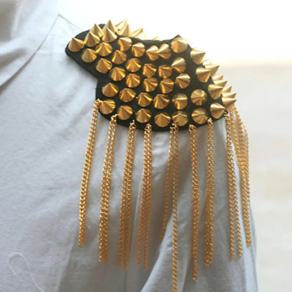 Vintage Shoulder Brooch Tassels Punk Jewelry Fringe Epaulette Clothes Decor