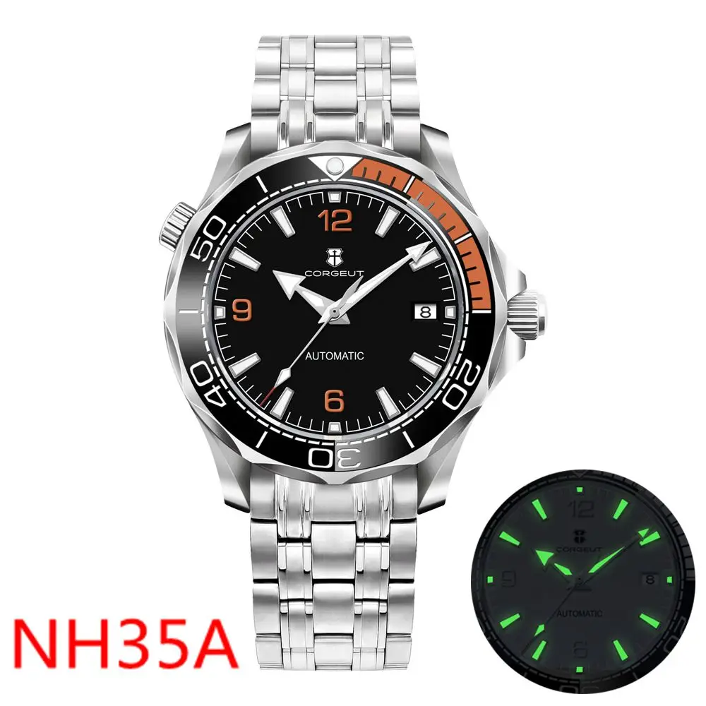 

Роскошные мужские часы Corgeut Diver 41 мм, Япония NH35A, автоматические механические часы с сапфировым стеклом, светящиеся водонепроницаемые наручные часы для мужчин