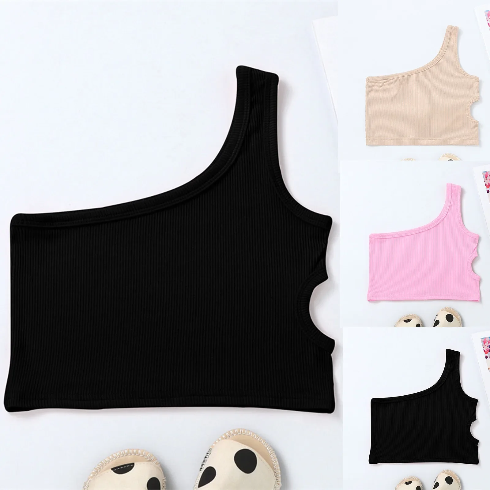 

Toddler Kids Girls Tank Top One Shoulder Racerback Crop Tank Top Sleeveless Dance Top For Ballet Gymnastics Dancewear футболки