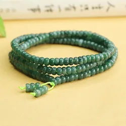 Natural Emerald Blue Water Abacus Beads Sweater Chain Jade Bead Necklace Factory Wholesale