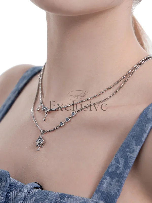 Metal molten drop love pendant necklace women's high-end sweet sweater chain