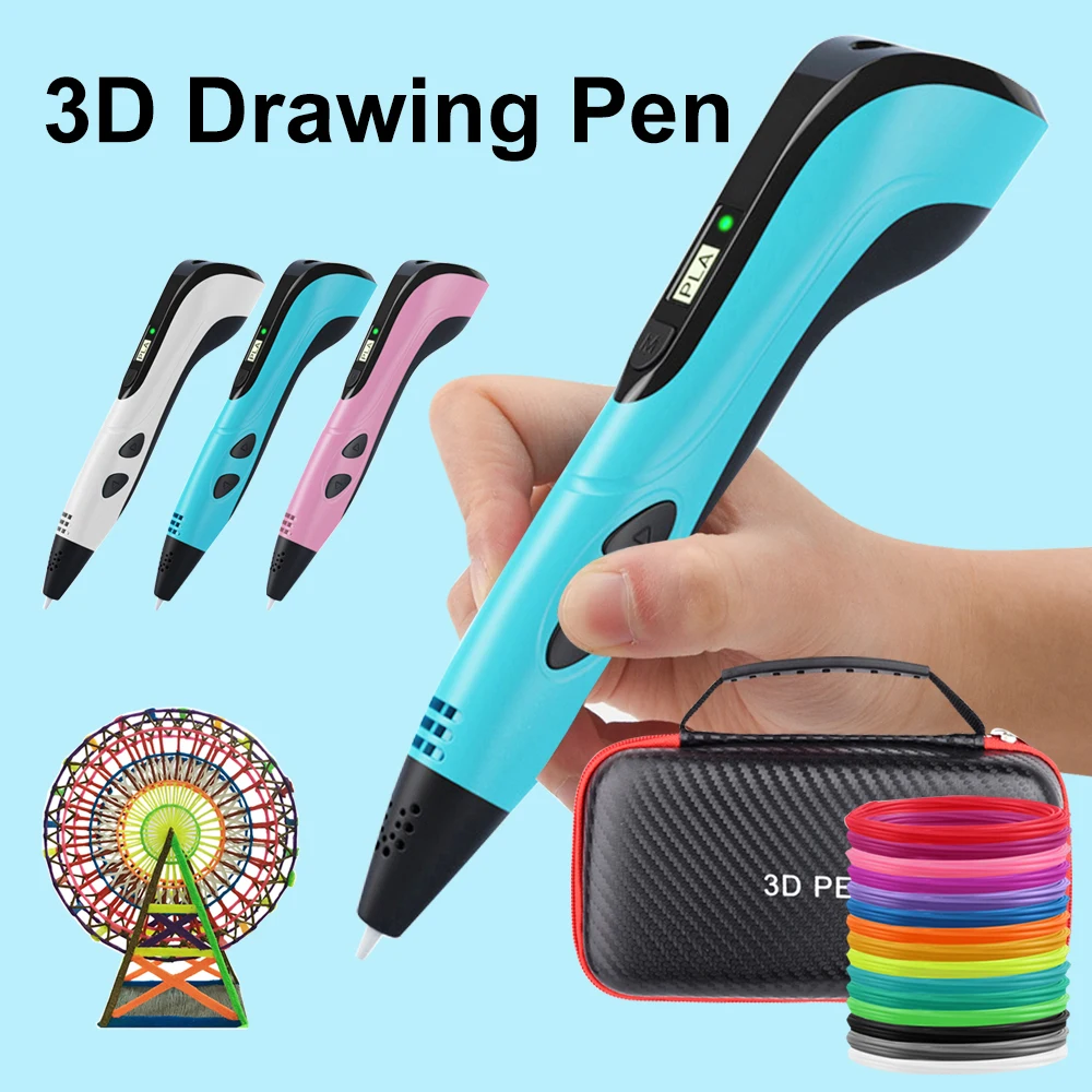 

New 3D Pen 1.75Mm Pla Filament Diy Drawing 3D Printing Pens with Travel Case for Children Birthday Christmas Gifts
