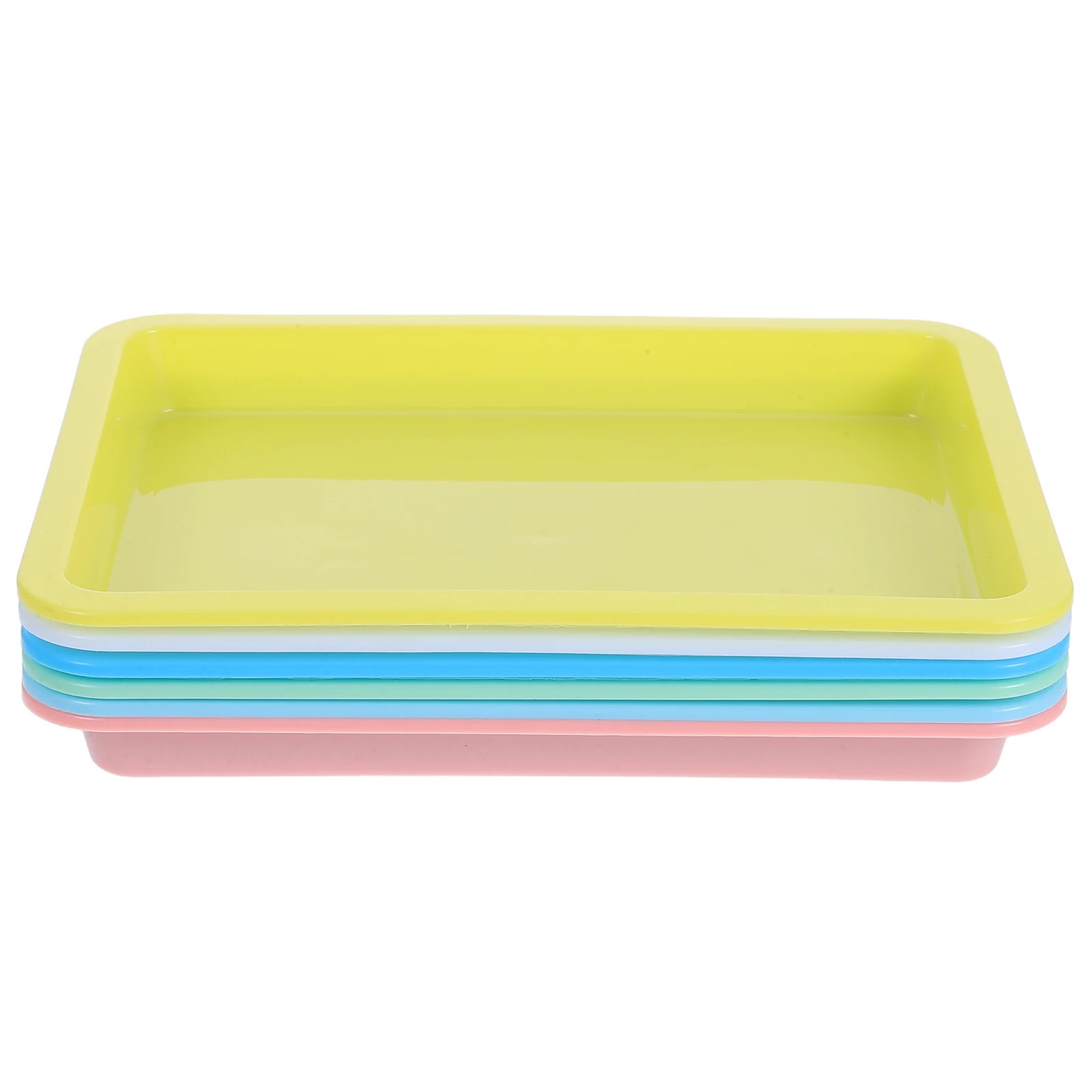 

6pcs Colorful Plastic Trays Thickened Non-slip Base Supplies Organizer for Kids Painting Crafts Activities Storage