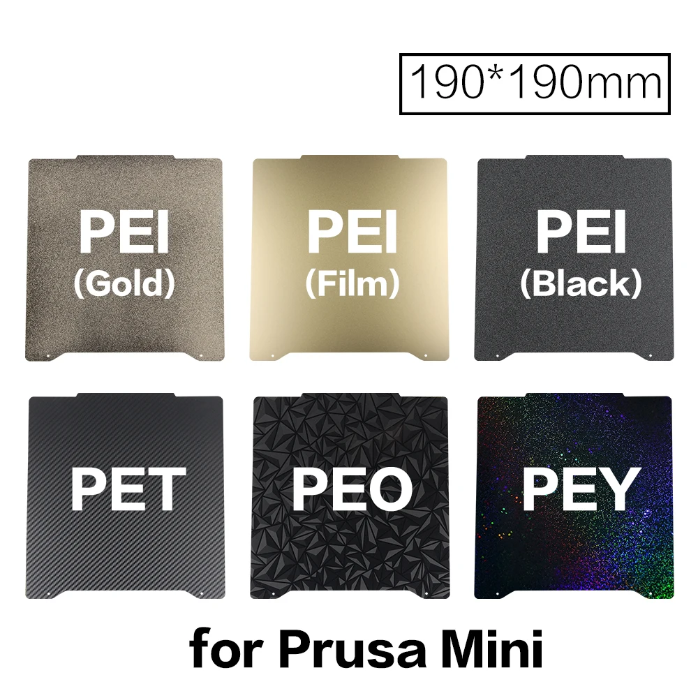 190x190mm for Prusa Mini Build Plate Double Sided Texture Smooth PEO/PEY/PET PEI Spring Steel Sheet for 3D Printer Accessories