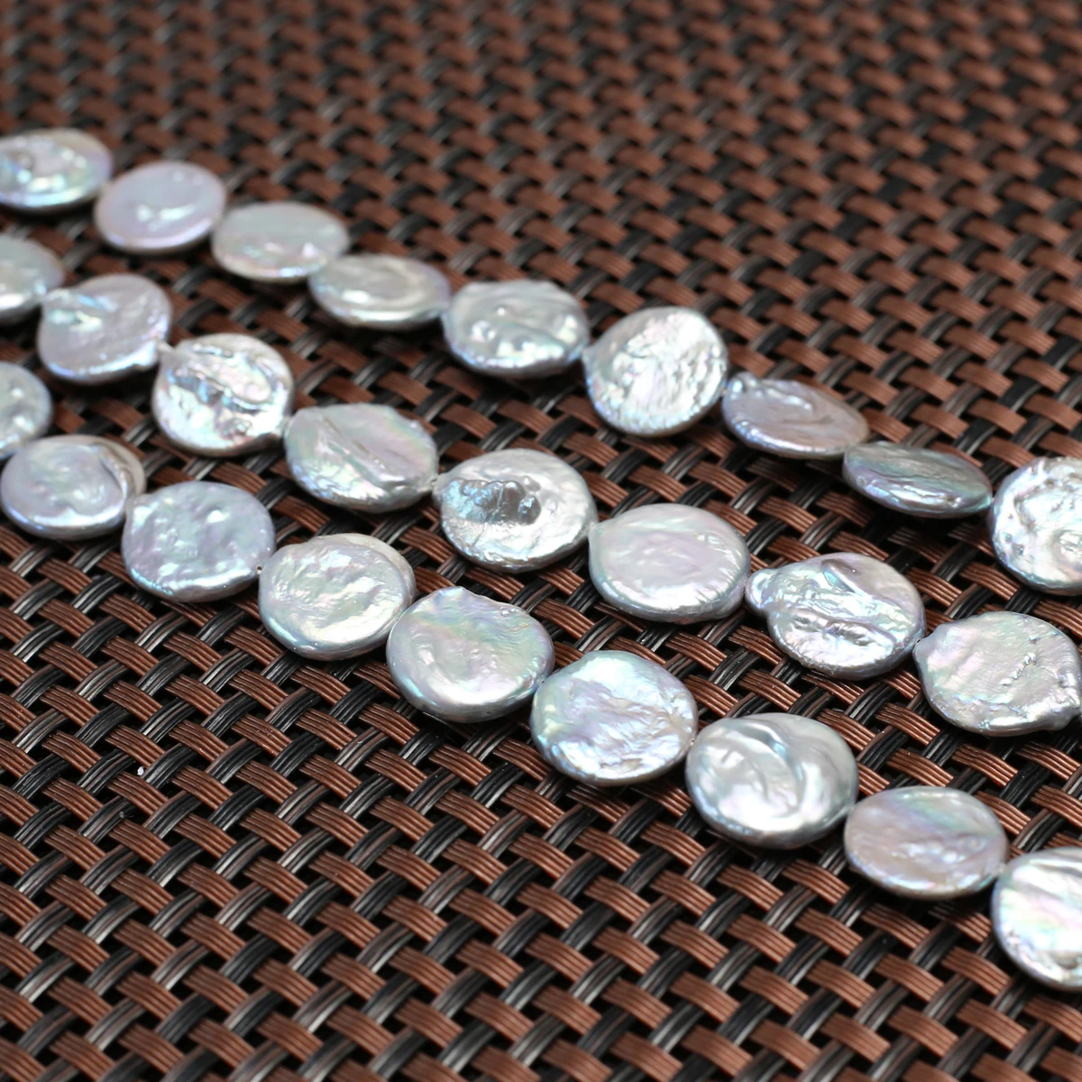 

15mm Natural Freshwater Gray Pearl Beads Button Shape 100% Pearl Loose Spacer Beaded for Making DIY Jewerly Necklace Bracelet