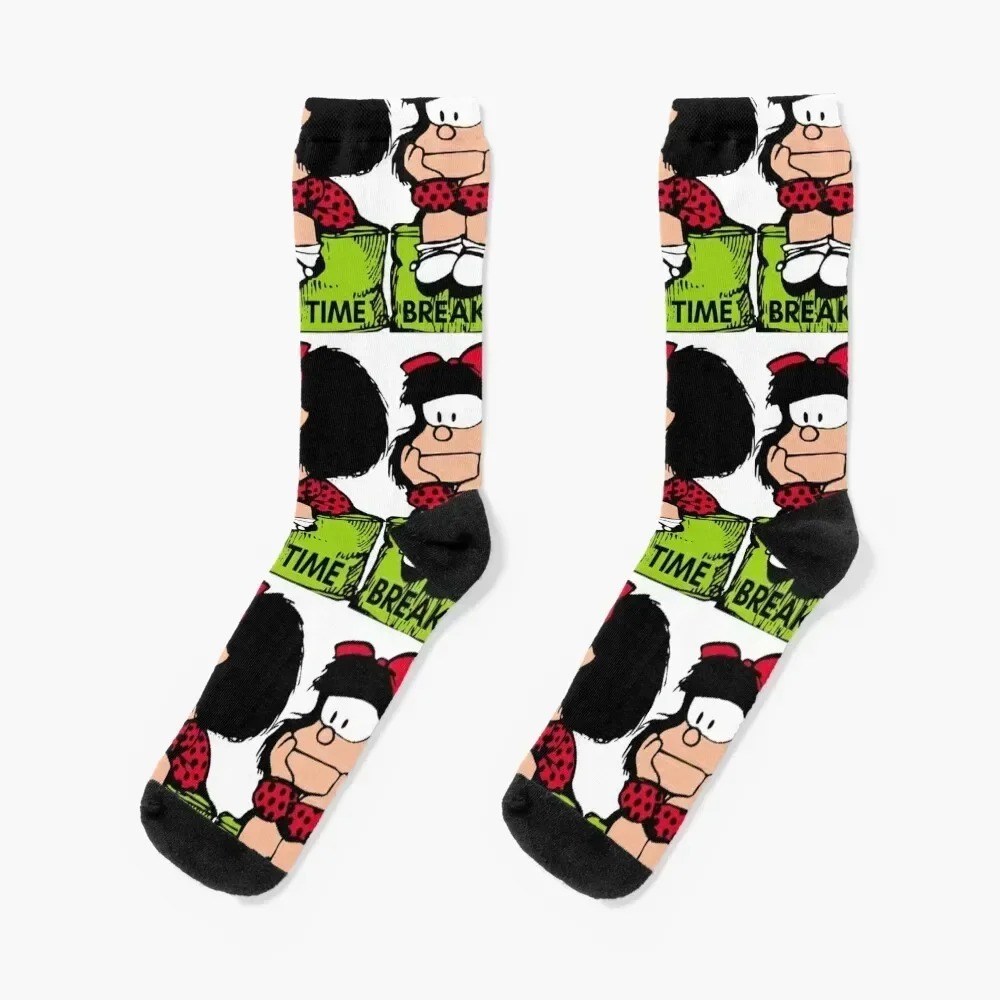 Mafalda break time sitting and relaxing position Socks custom sports funny gifts Climbing floral Socks For Man Women's