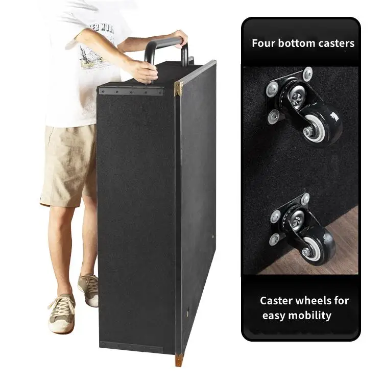 MUS085 mobile conductor podium with locking casters for easy movement and stability during orchestra and choir rehearsals