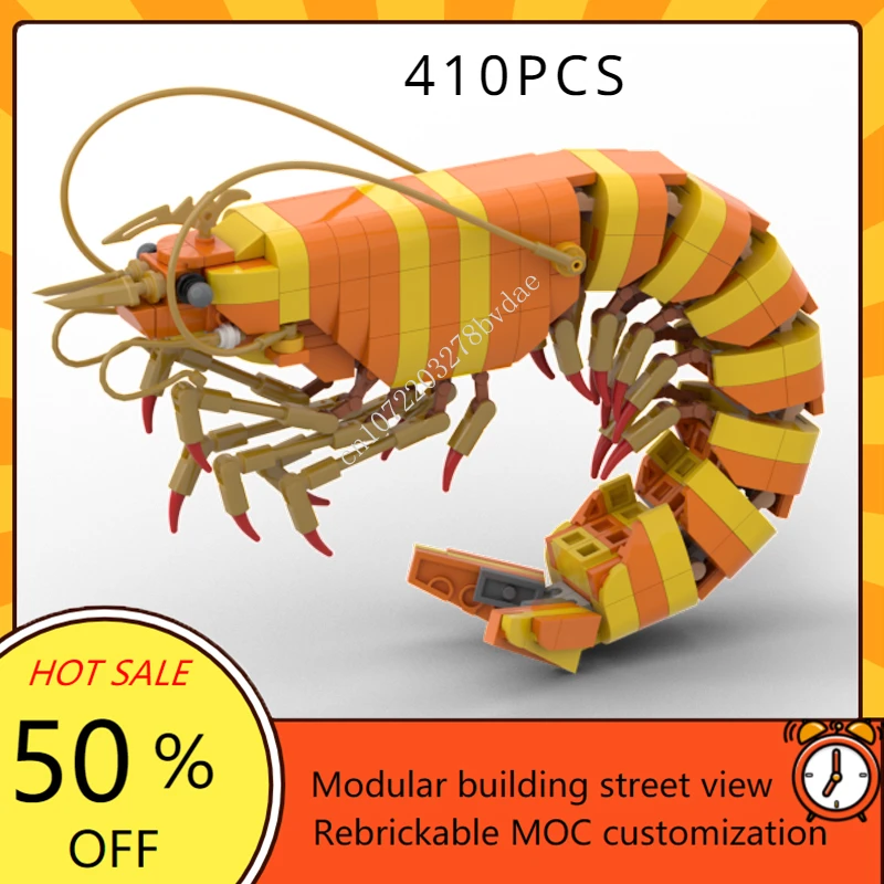 Hot Sale 410PCS Creative Marine Animal Ocean World Shrimp Lobster Building Block DIY Model Bricks Toys Gift For Children Boy Kid