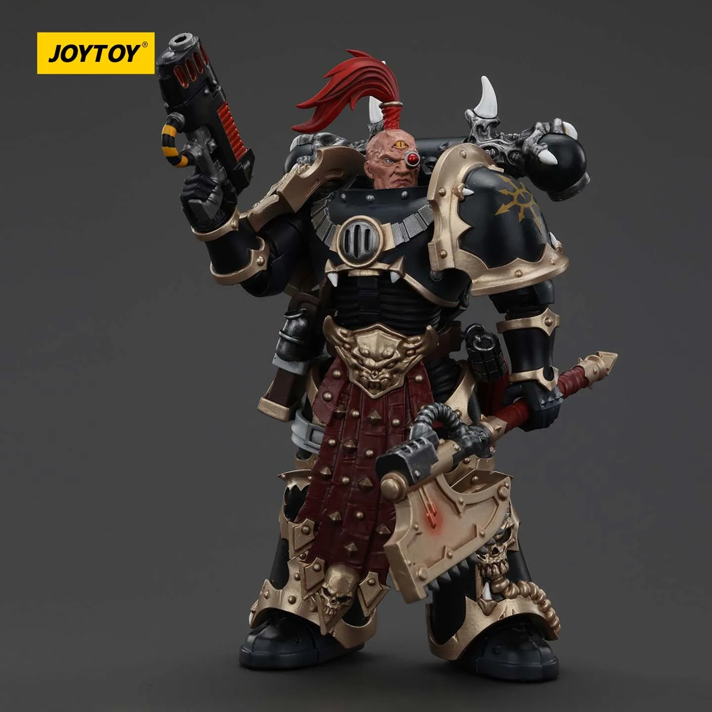JOYTOY Dark Source Warhammer 40k Chaos Interstellar Warrior Black Legion JT00959 Senjata Plasma dan Kapak Tenaga Prajurit Terpilih 1/18