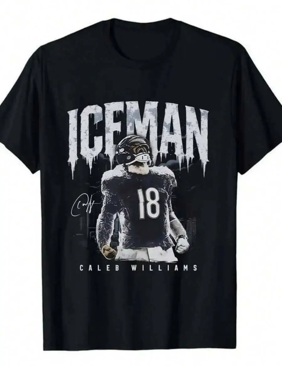 Caleb Williams Bears Iceman Grapic T-Sirt – Unisex Tee, Team Fan Sirt, Retro Streetwear, Football Lover 100% Cotton Trendy Y2K