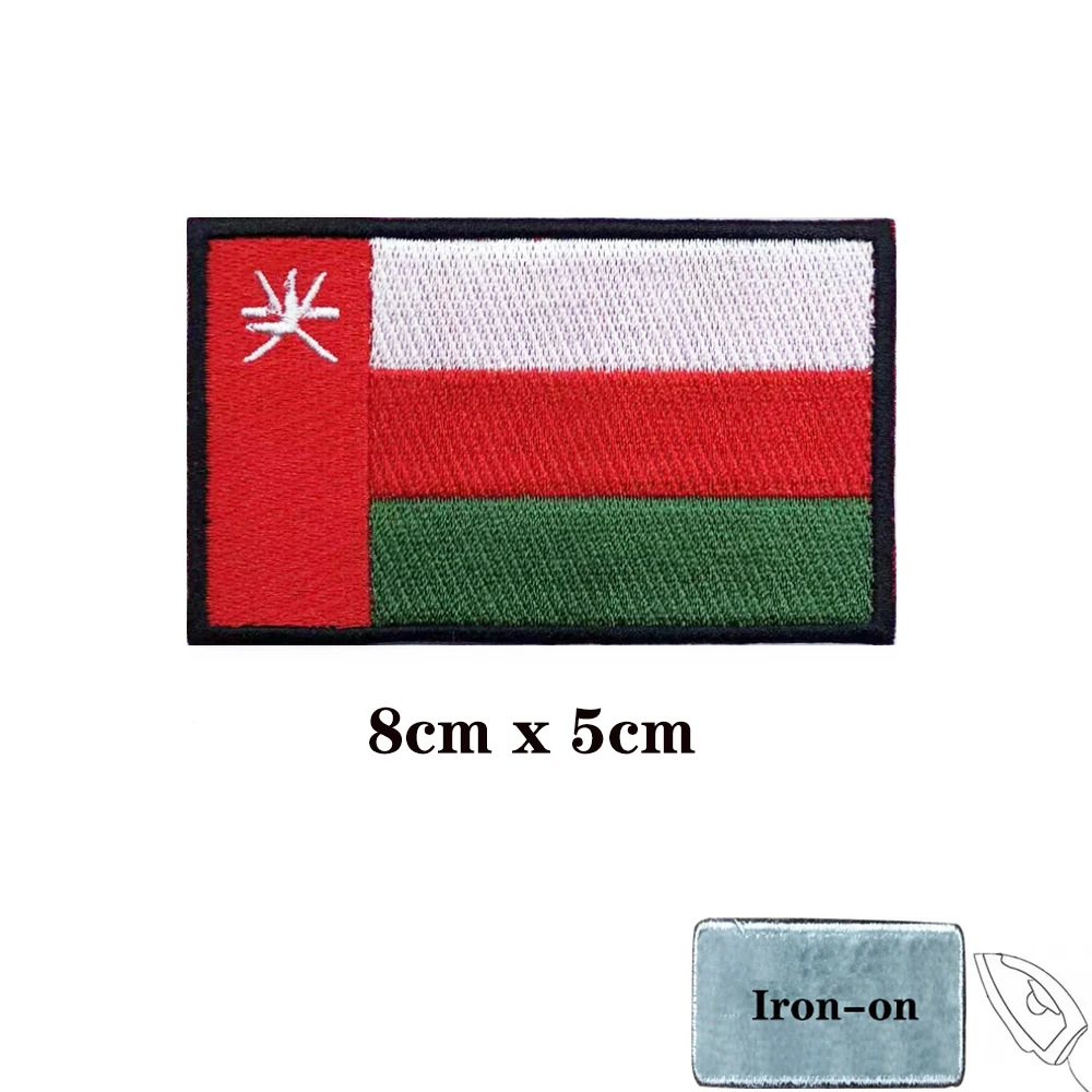 Oman flag Patches Armband Embroidered Patch Hook & Loop Iron On Embroidery  Badge Military Stripe