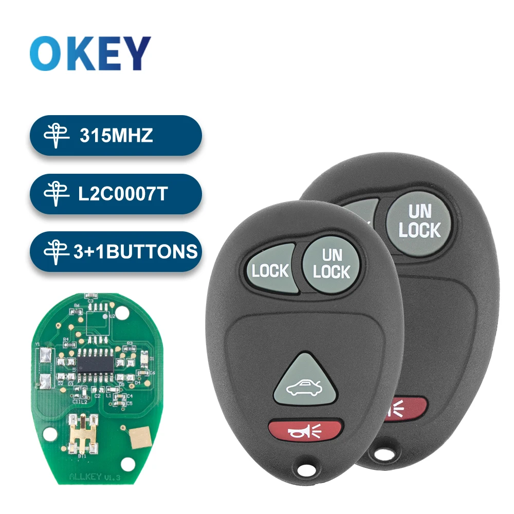 Okey Remote Car Key 315Mhz FCCID: L2C0007T For Chevrolet Colorado Canyon H3 2006-2010 Fit Buick Regal PN:10335582-88