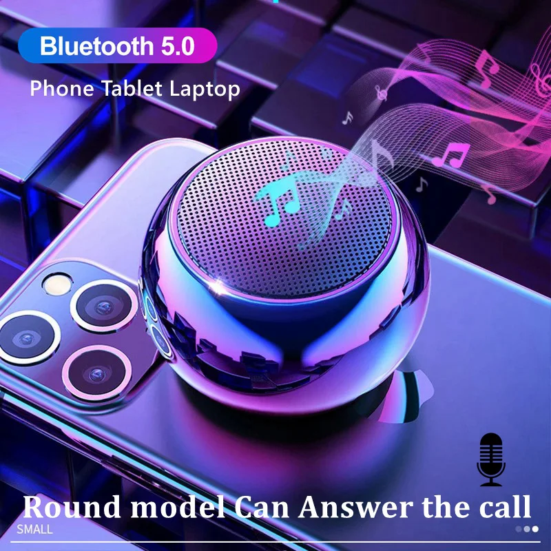 Mini Bluetooth Speaker with Mic TWS Wireless Sound Box HiFi Music Cell Phone Tablet Metal Loud Speake Portable Subwoofer