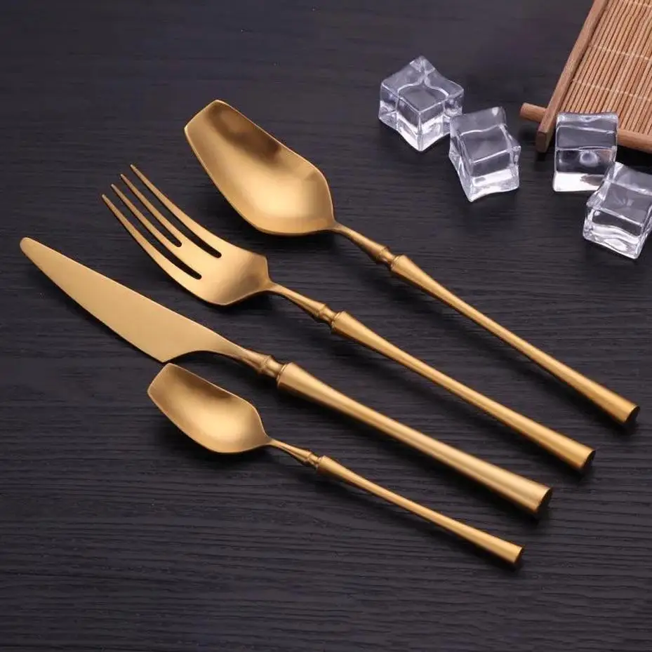 1 Pcs High Quality Gold Cutlery Set Stainless Steel Dinnerware Set Dinner Knife Fork Spoon Silverware Tableware Dinnerware