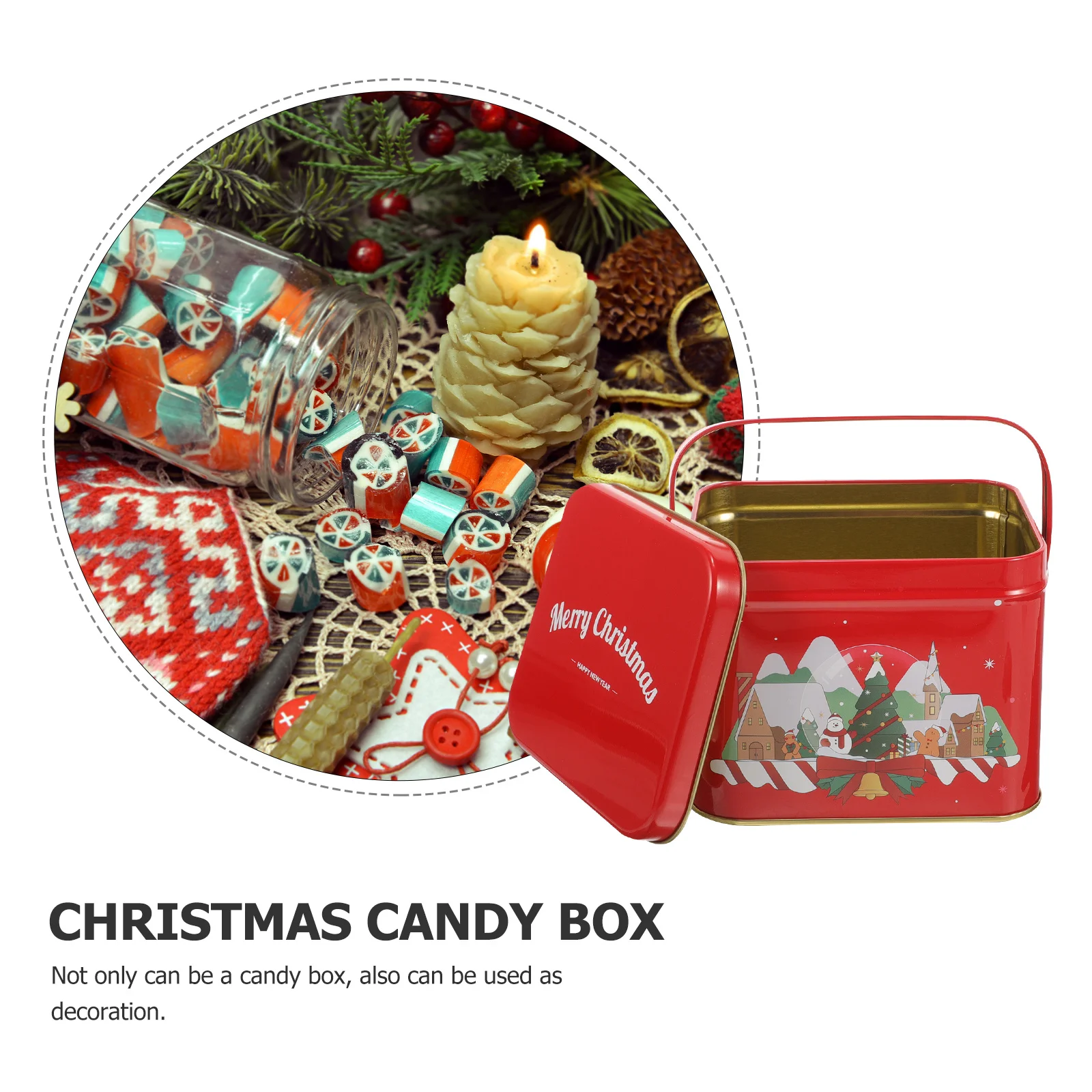 

Iron Cookie Box Christmas Candy Storage Holder Bright Colors Festive Atmosphere Dinner Parties Decor Christmas Candy Boxes