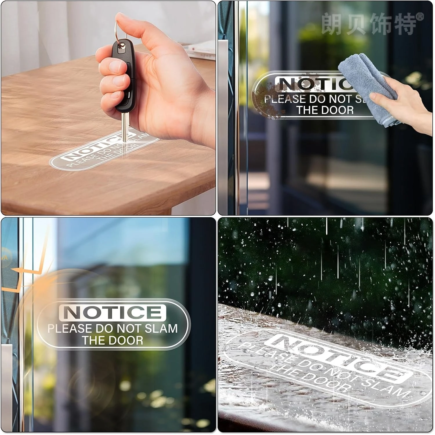 5PCS/10PCS Please Do Not Slam The Door Car Window Stickers Notice Sign Waterproof Decals Transparent Self Adhesive Warning Decor view 5