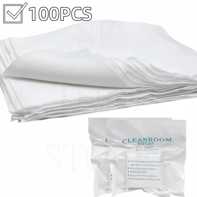 100pcs/bag Soft Cleanroom Tissue Wipers White Dust-free Cloth Particle Free Excellent Absorbency Phone Glass Clean Cloth Kit