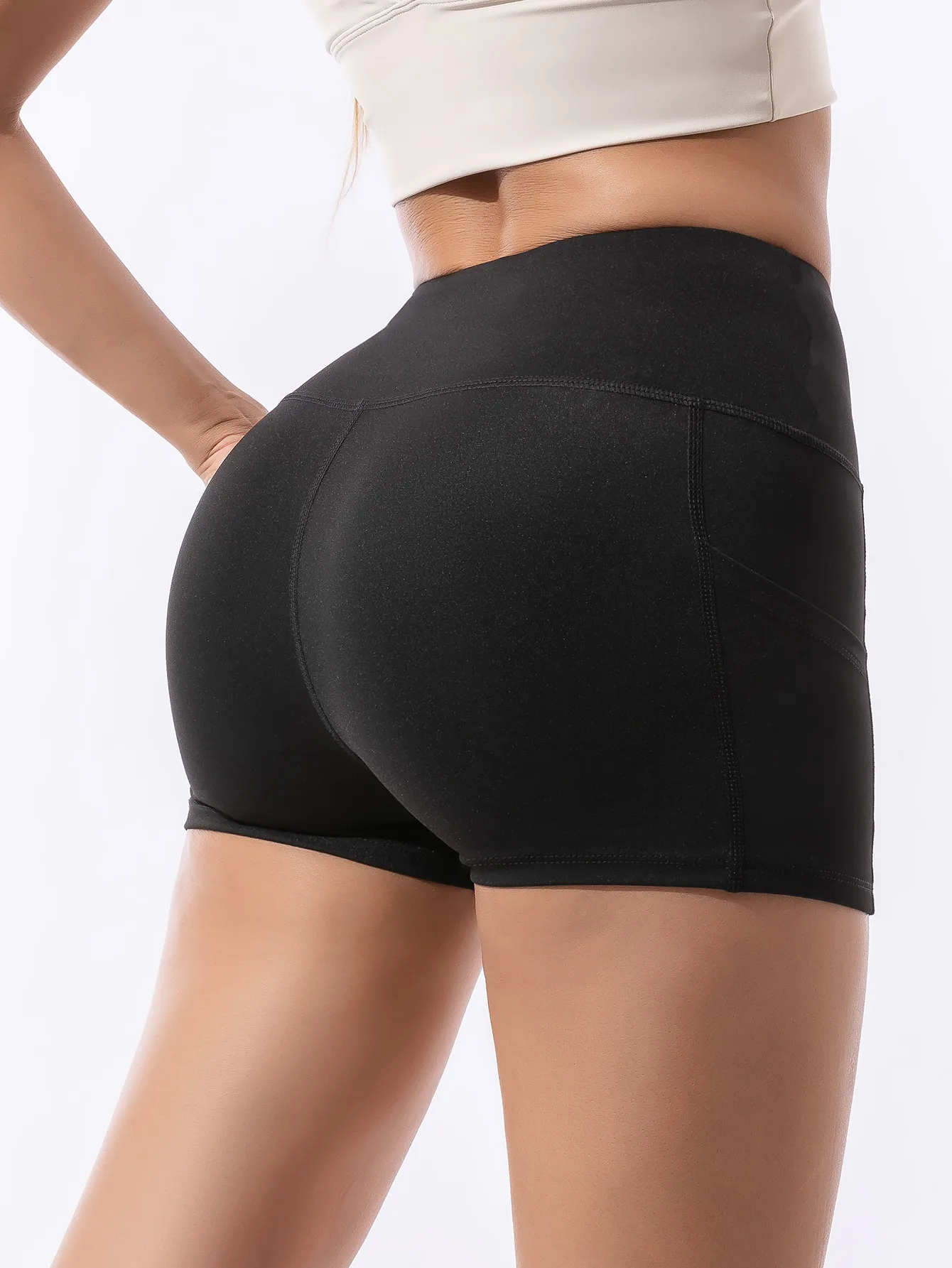 شورت قصير كاجوال مرن للغاية مع جيوب، شورت فتاة ساخن بسيط عالي الخصر لأوائل الخريف #6