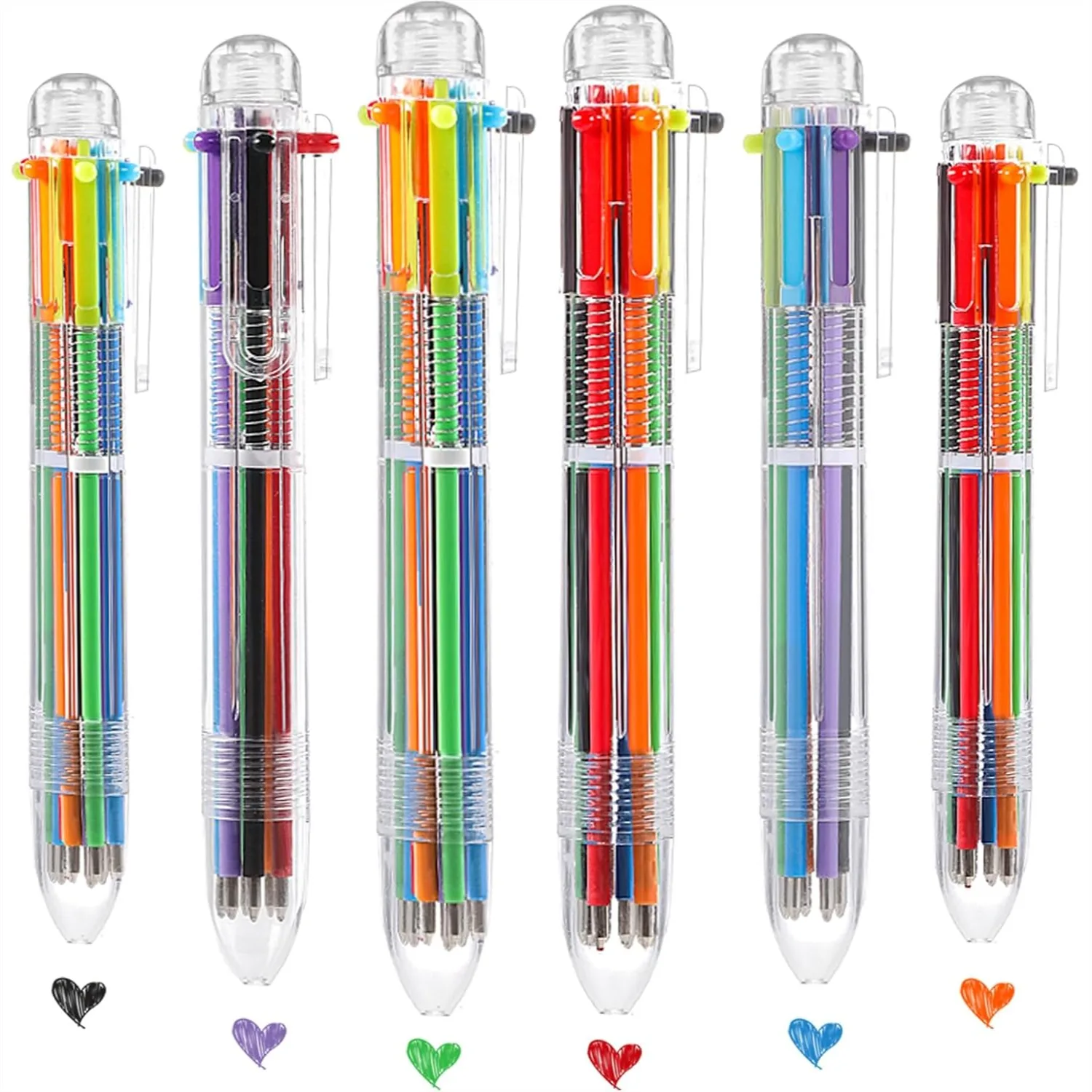 

20 Pack 6-in-1 Multicolor Pens Bulk for Teacher, Retractable Ballpoint Pens for Students Kids Classroom Office School Supplies