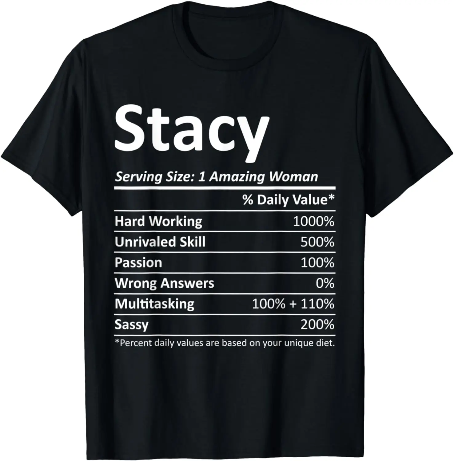 

STACY Nutrition Personalized Name Funny Christmas Gift Idea T-Shirt