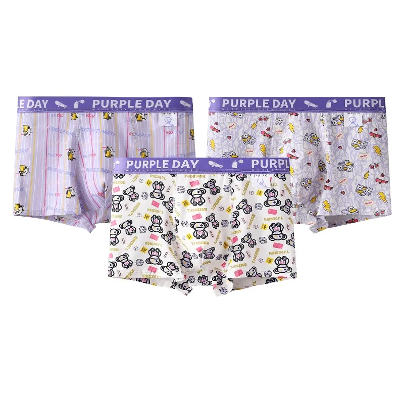 Boys Boxershorts Men Sexy Underwear Convex Pouch Cotton Flat Shorts Breathable Teenagers Boxers Personalized Print Шорты Мужские