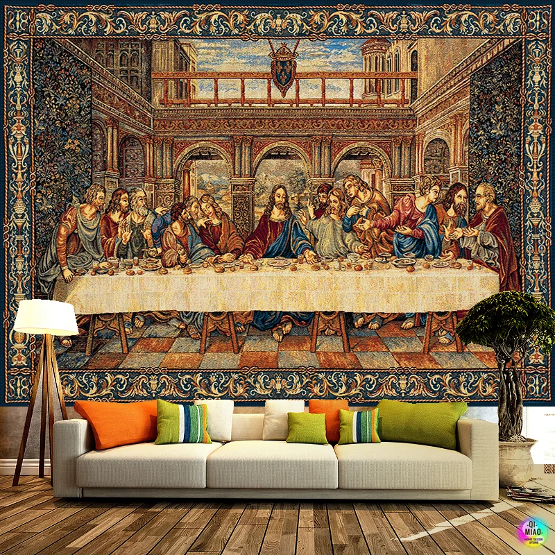 Tapiz de pared de Navidad de Jesús la Última Cena, decoración de pared de Pascua, decoración de habitación, decoración del hogar de Cristo, tela