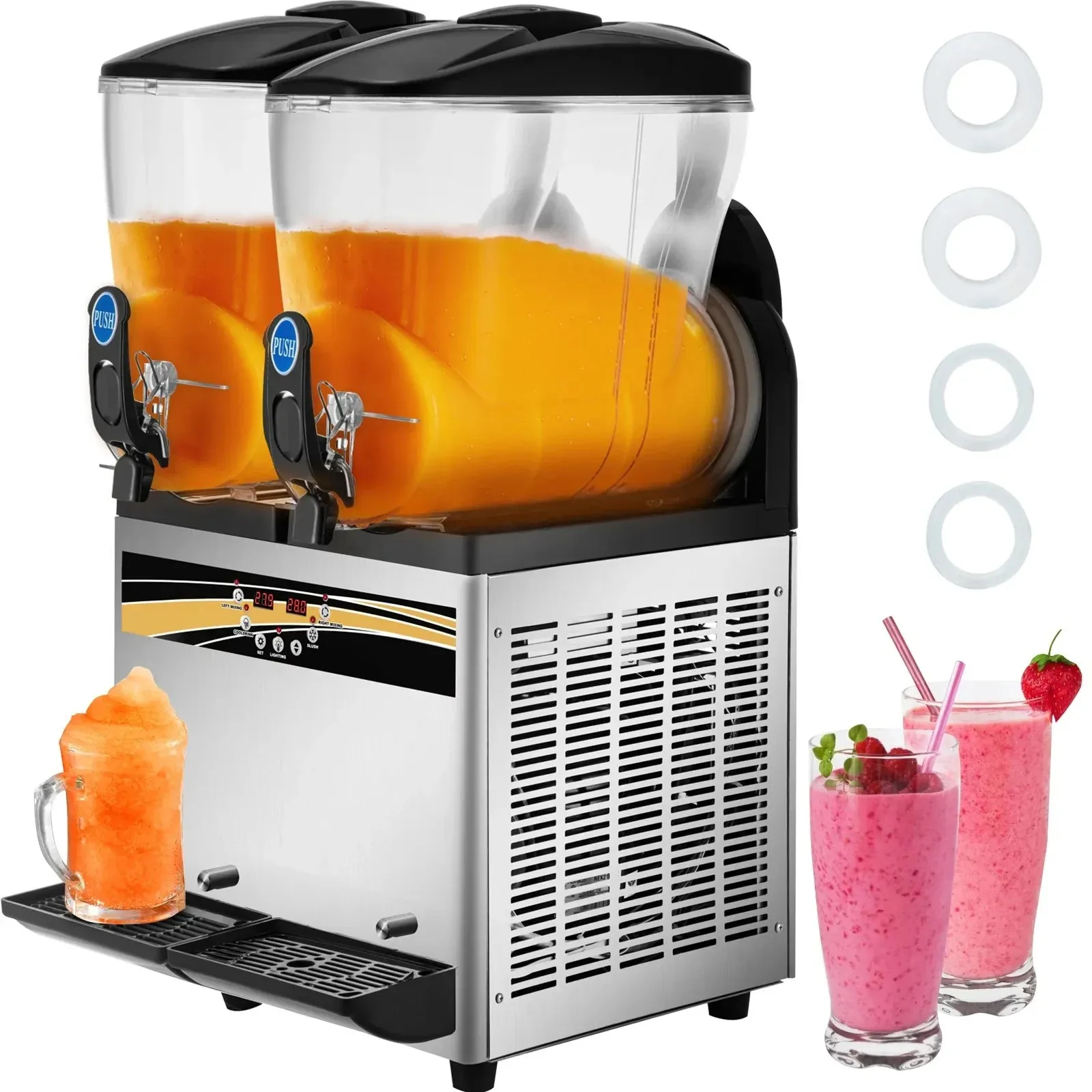 

Sihao Commercial Slushy Machine 15L Double Tank Margarita Machine Stainless Steel Frozen Drink Machine Perfect for Cafes Bars