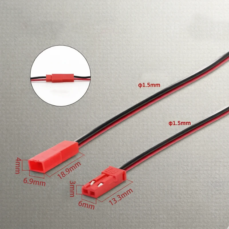 20 Stück männliche und weibliche Steckverbinder, JST-Steckerkabel, DIY 2-poliger Steckverbinder, 2,54 mm Abstand, roter und schwarzer Anschlussdraht, 10 cm/30 cm – Detail 8