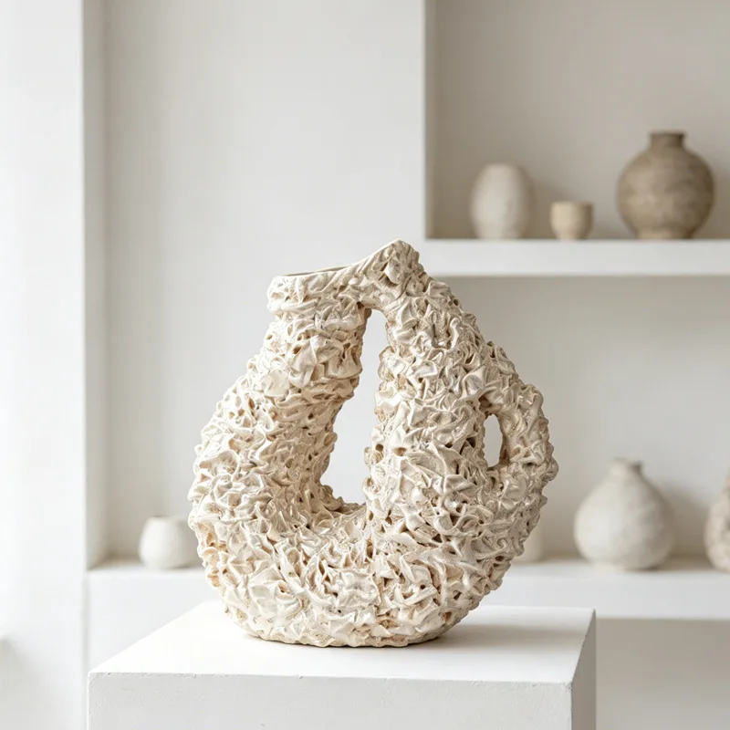 Floral Shaped Ceramic Vase Hydroponics Flower Pots Desk Decoration Flower Arrangement Modern Crafts Vases Room Aesthetic Decor