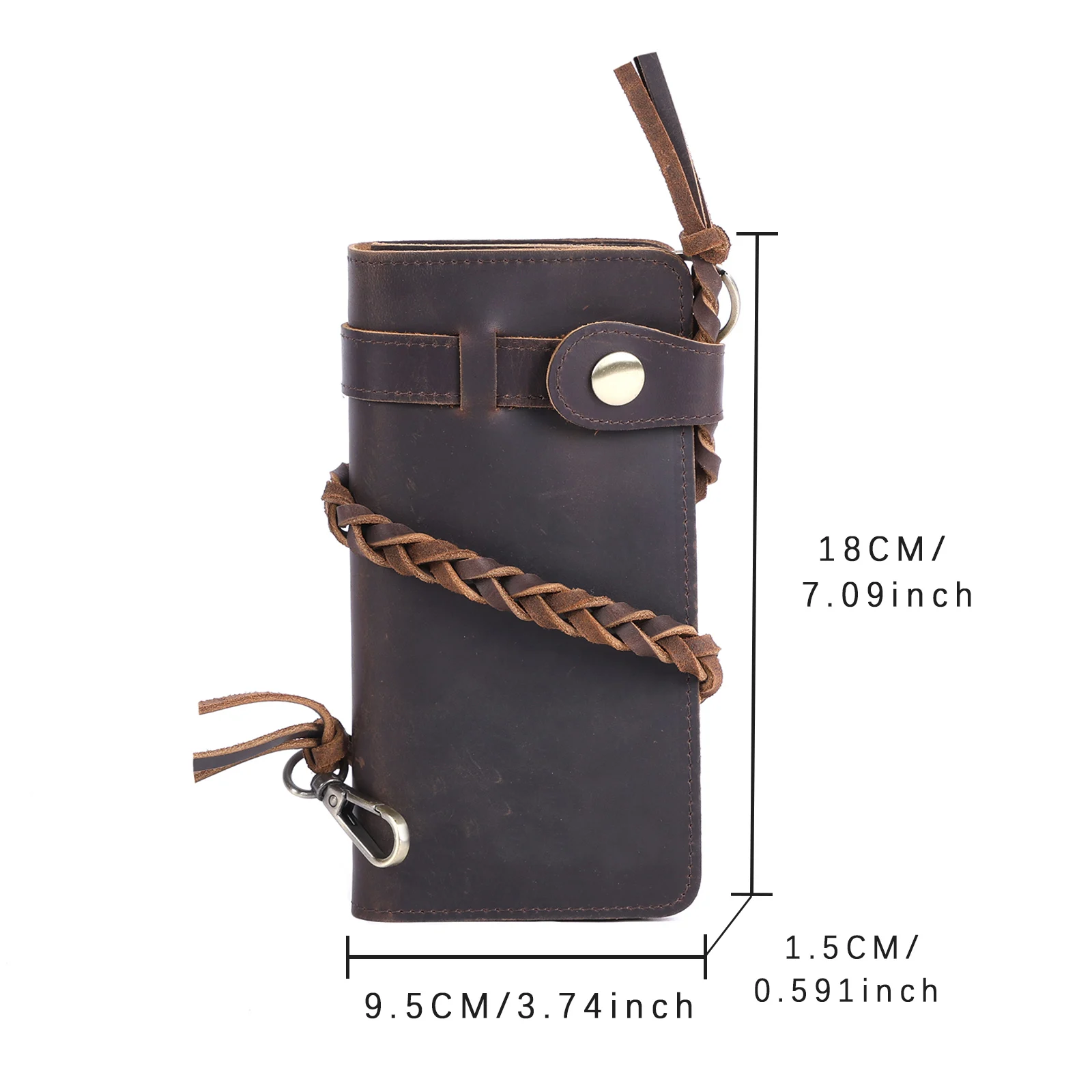 S.WORKER Vintage Crazy Horse Leder Geldbörse Handgefertigte Herren Echtleder Lange Geldbörse Taschenbrieftasche Clutch Bargeld- und Kartenhalter – Detail 2