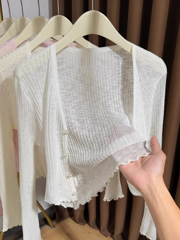 

Ladies White Ice Silk Sun Protection Clothing Spring Autumn 2026 New Summer Thin High-End Feel Shoulder Shawl Short Jacket Top
