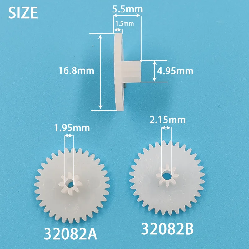 32082A 32082B 0.5M Plastic Spur Gear OD 17mm 32 Teeth + 8 Teeth 2mm Tight / Loose Fiting Children Scientific DIY Model Gears