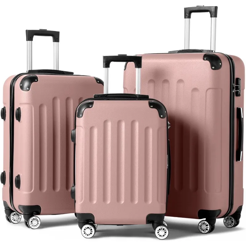 

3-Piece Luggage Set Travel Lightweight Suitcases with Rolling Wheels, TSA lock & Moulded Corner, Carry on Luggages for