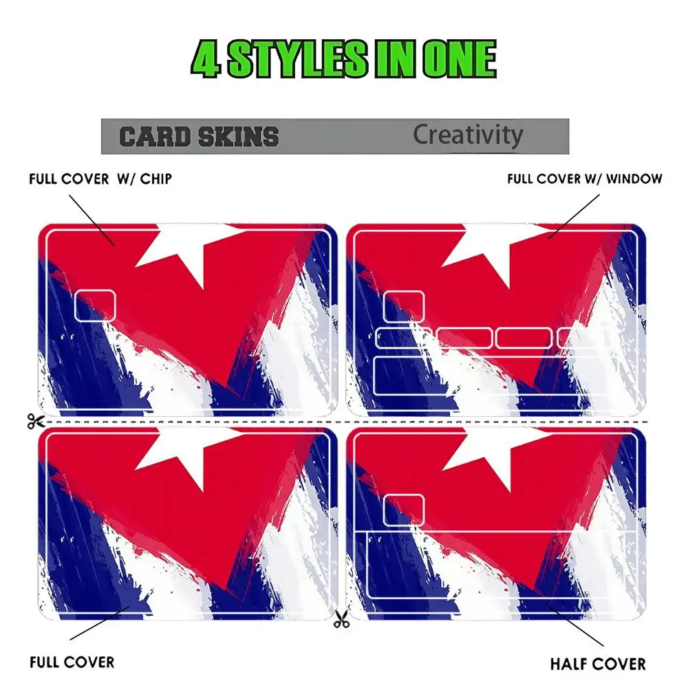 Cuba Flag Aesthetic Stickers Credit Visa Debit Bank Charge Card Bus Metro Waterproof Sticker Decal Decoration