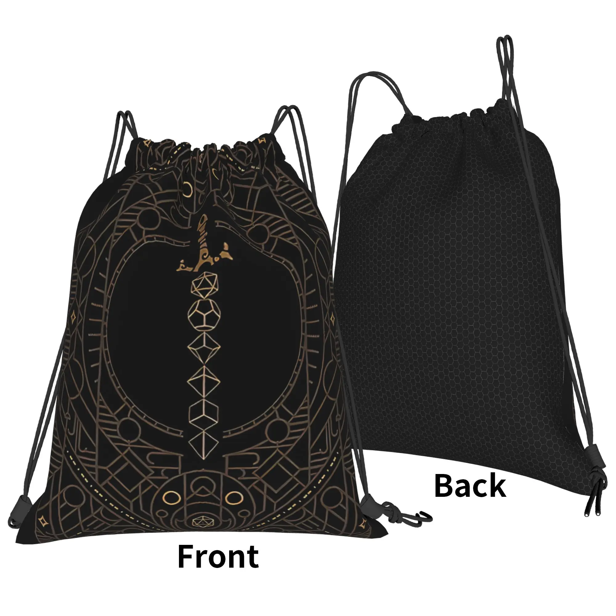 DND Polyhedral Dice Sword Portable Hiking Riding Gym Drawstring Storage Sporty Backpacks