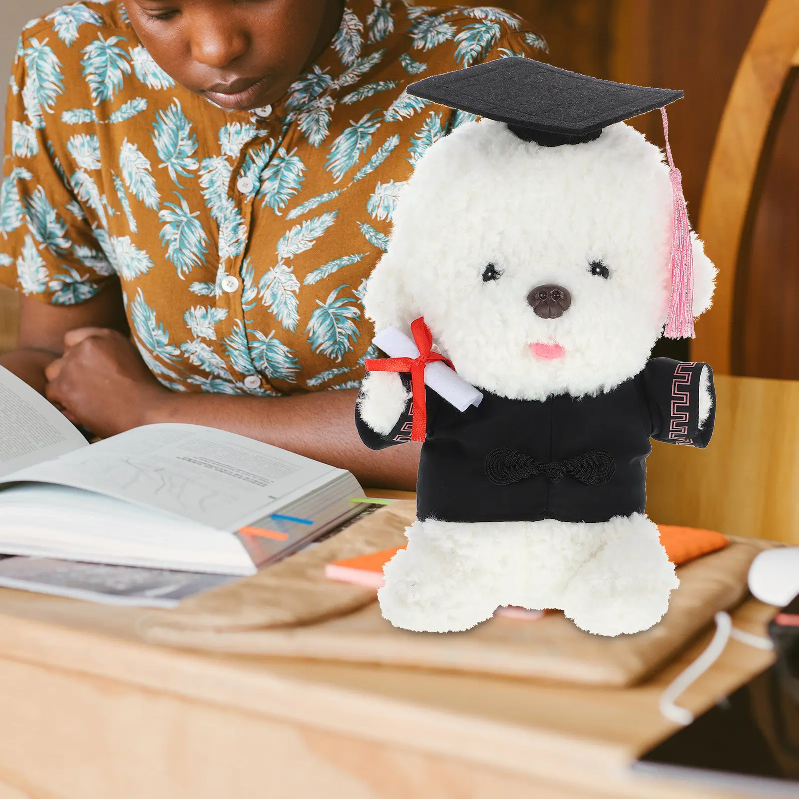 

1Set Graduation Bear Clothes Replacement Lovely Gown Hat Collar Tassel Cap Certificate Kids Costume Reusable Wear-Resistant