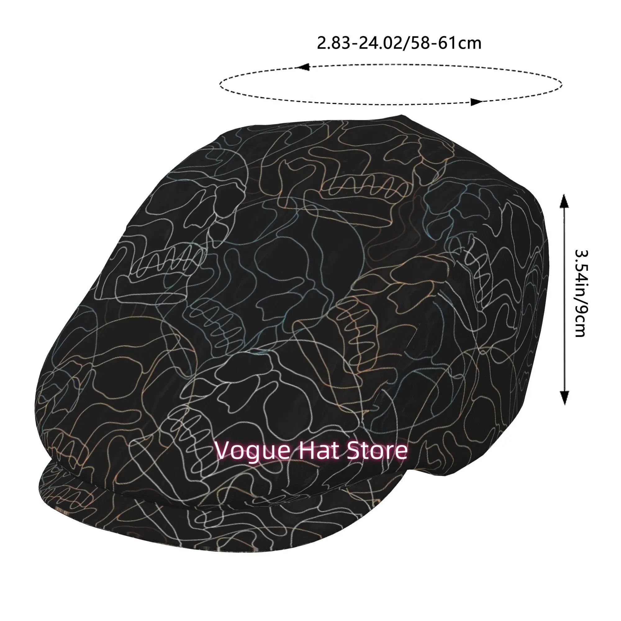 1pc of a Skull-Patterned Beret, a Vintage Newsboy Hat, Suitable for Everyone, an Essential Fashion Item for Both Outdoor Activit