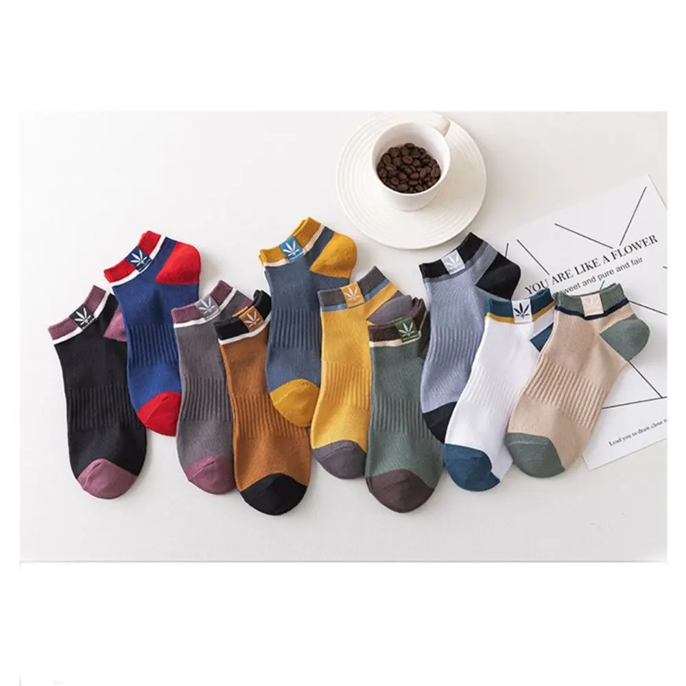 10Pairs Fashion Sports Men Socks Colorful Absorb Sweat Low Cuff Socks Maple Leaf Short Socks Women