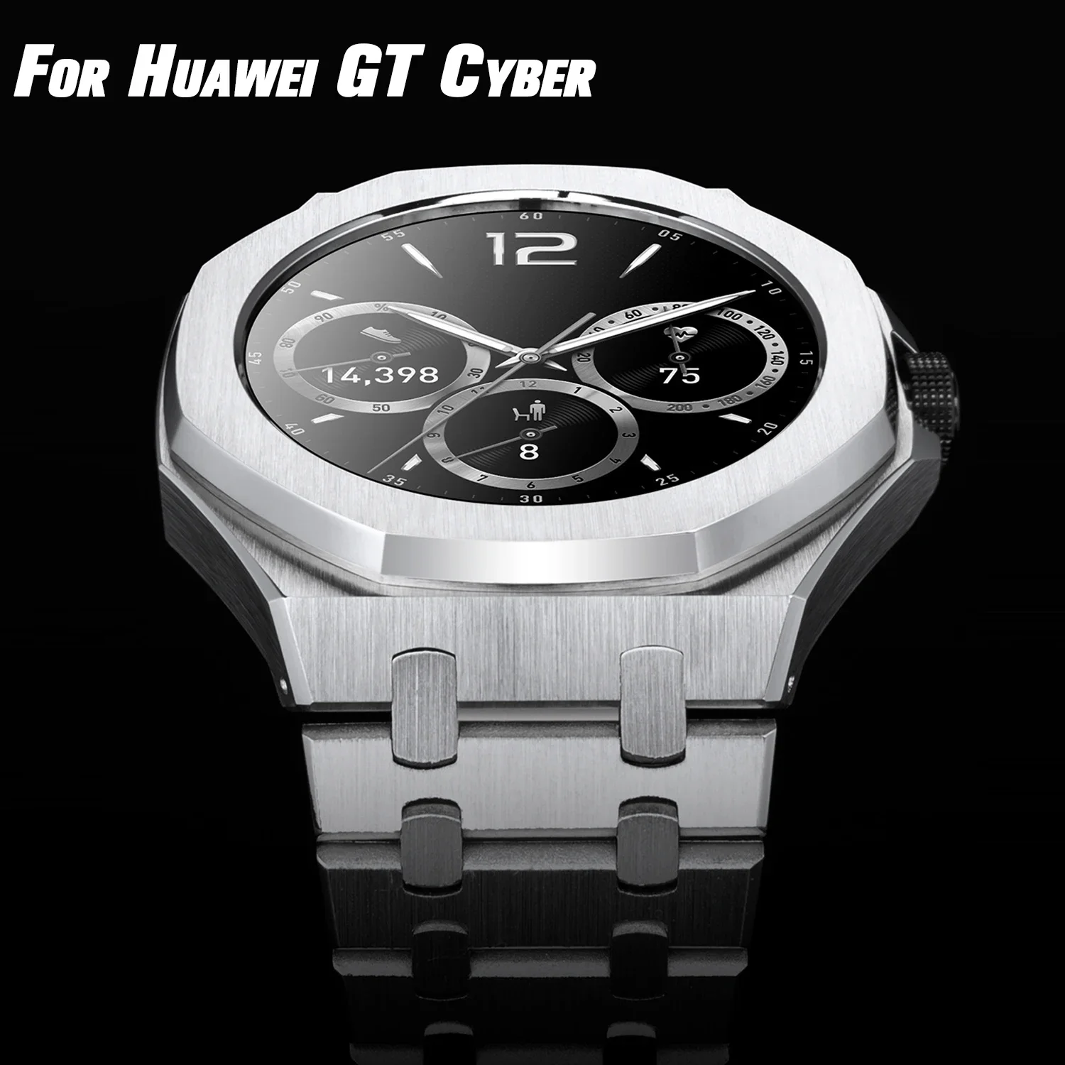 Modification Kit for HUAWEI GT Cyber Stainless Steel Case/Bazel Rubber Strap Metal Bracelet for Huawei GTCyber Diy Accessories