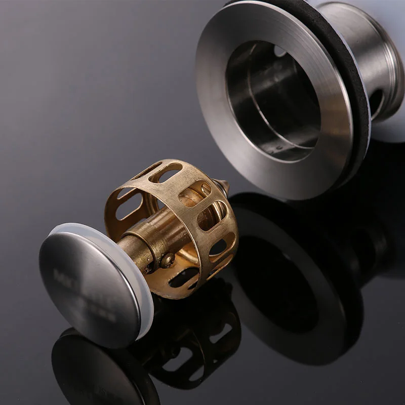 1PCS Basin Sink Pop Up Drain Valve For Bathroom Drain Stopper Bath Fixture Stainless Steel Silver Washbasin Bounce Filter Drain