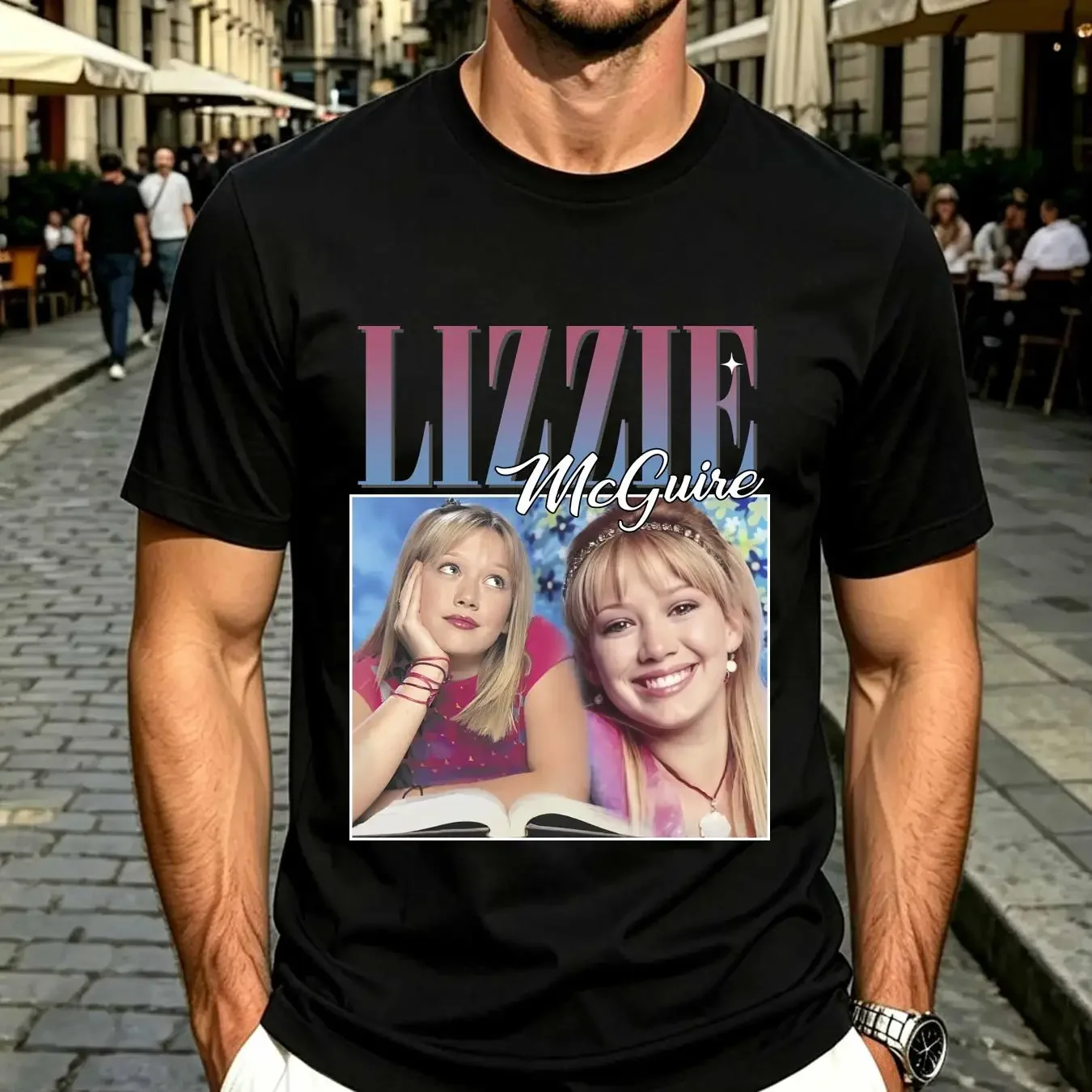 washed T Shirt Lizzie McGuire Rap Vintage long or short sleeves vintage Washed Stretched Unisex graphic Breathable Comfortable