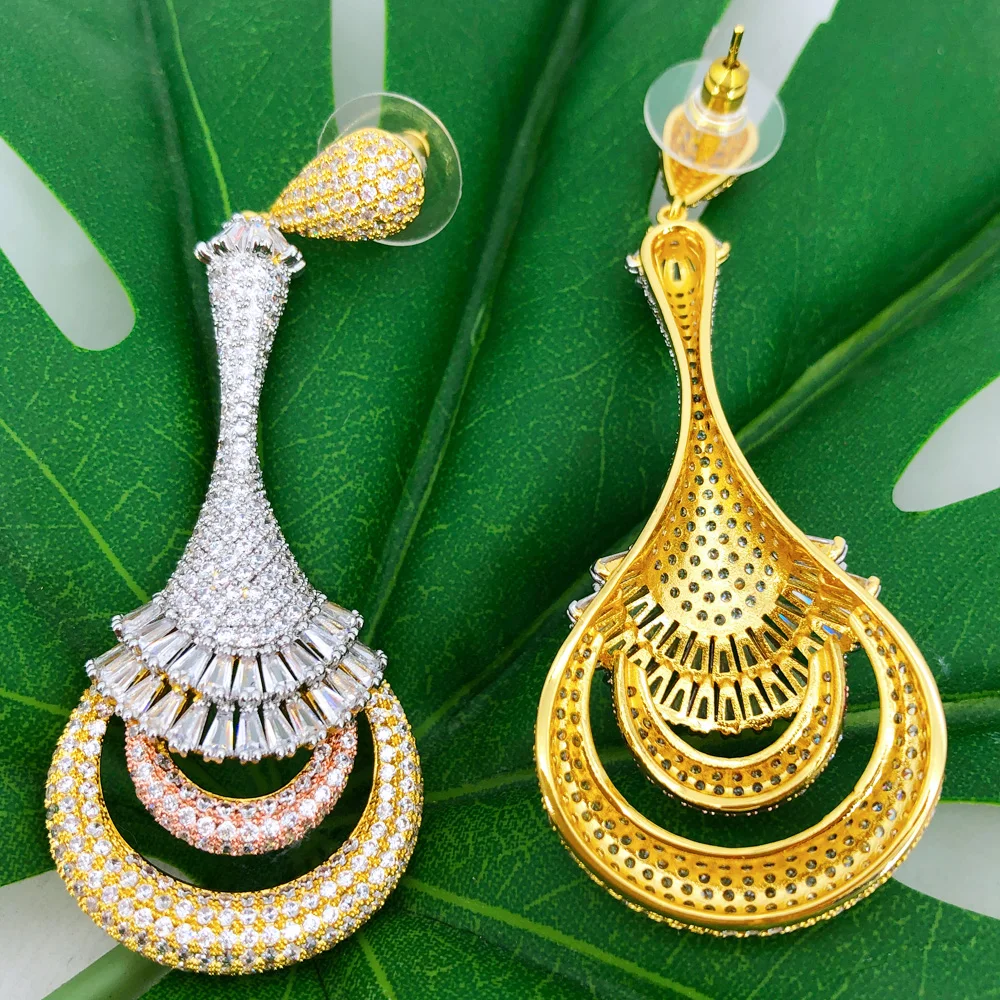 

Missvikki Golden Hollow Dubai Earrings Fashion Jewelry High Quality Luxury Gorgeous Long Drop Earrings For Women Wedding Party